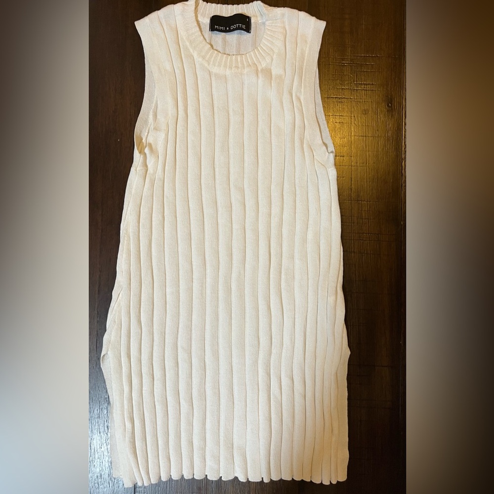 Mimi & Dottie White Ribbed Sweater